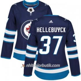 Dame Ishockey Winnipeg Jets Tröja Connor Hellebuyck 37 Adidas 2017-2018 Marinblå Authentic